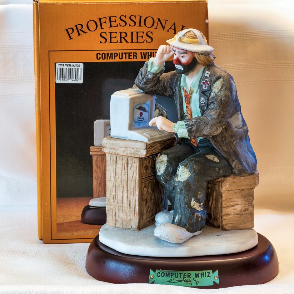 Emmett Kelly Jr. 6.5" Hobo Clown Computer Whiz Figurine Statue